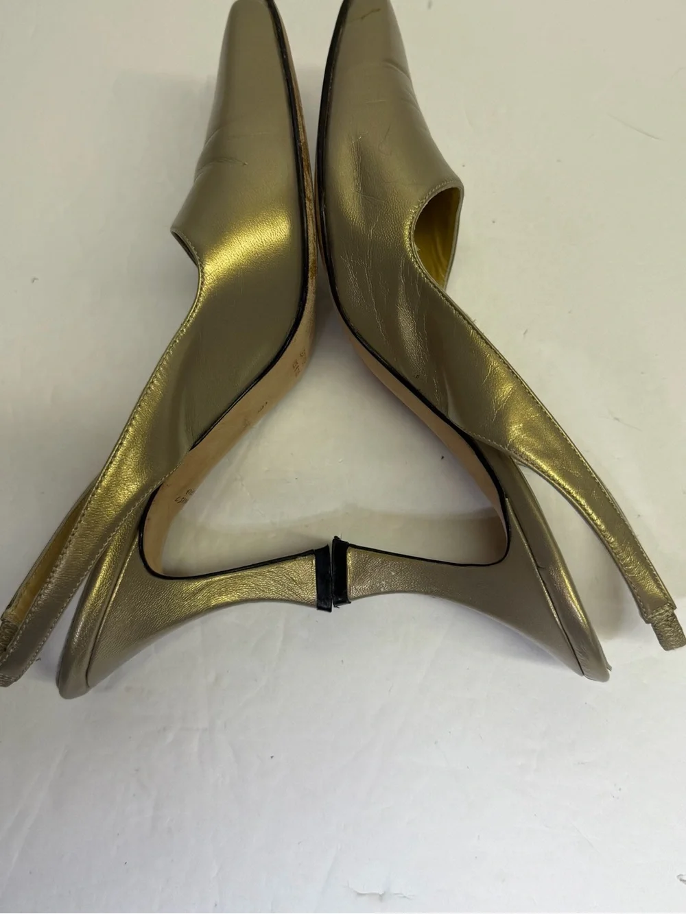 Anne Klein Metallic Gold-Taupe Pointed Slingback Heels size‎ 6